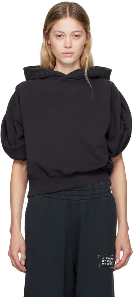 MM6 Maison Margiela Black Flared Sleeve Hoodie Cover