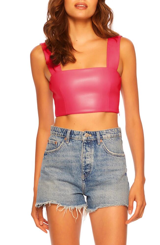 Susana Monaco Faux Leather Crop Tank in Azalea Cover