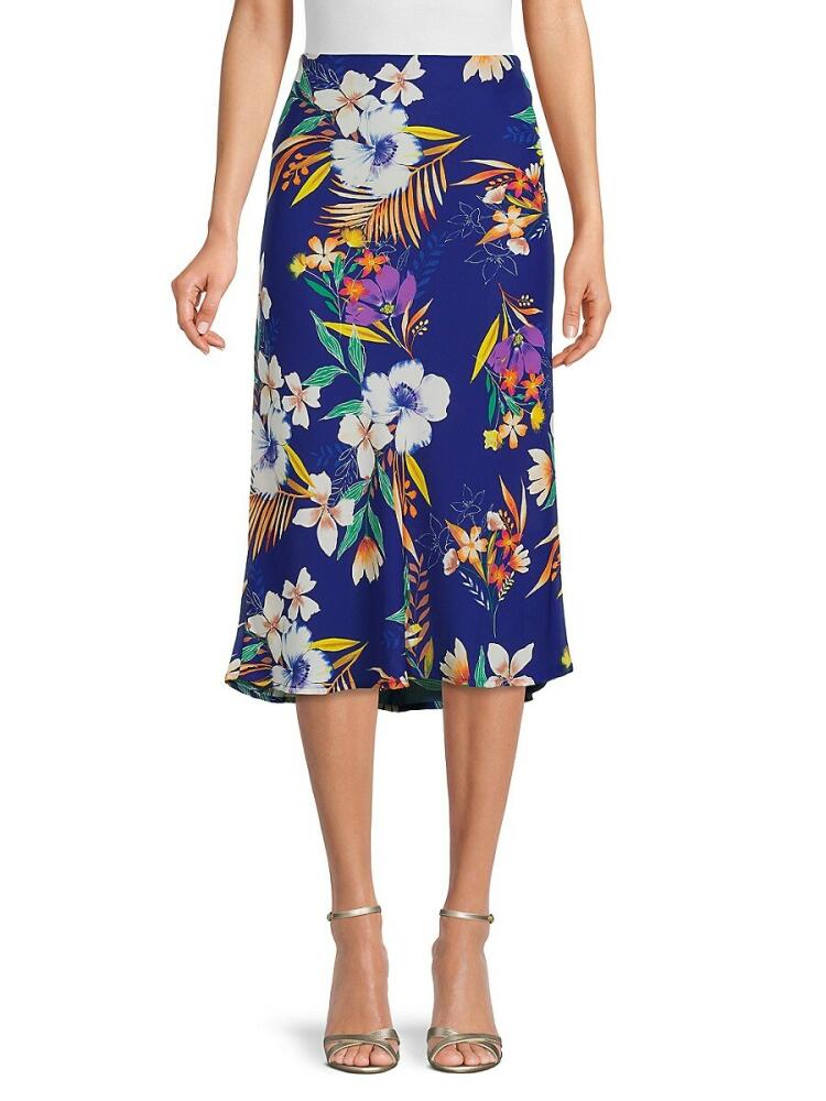 Renee C. Women's Floral Midi Skirt - Royal Blue Cover