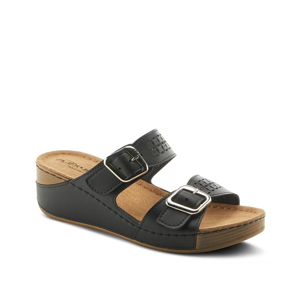 Flexus by Spring Step Thrume Wedge Sandal | Women's | Black Cover