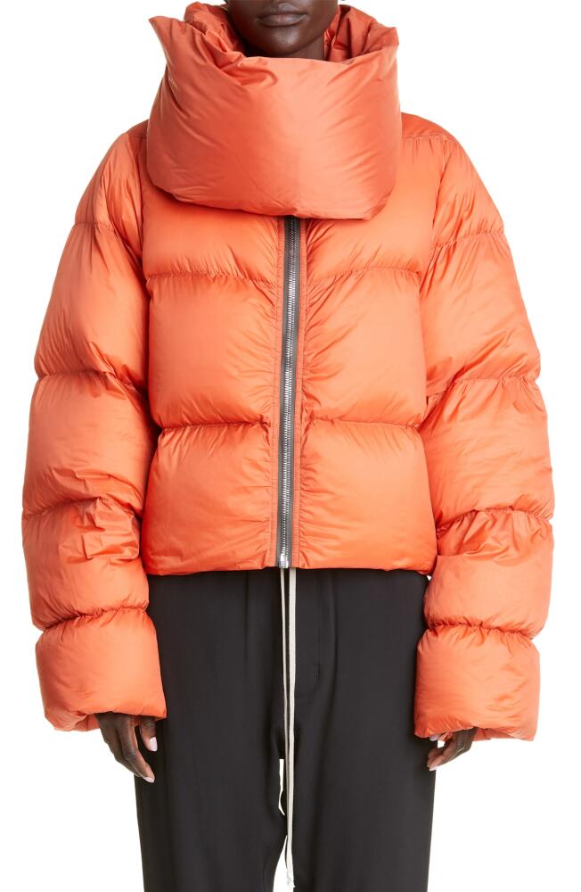 Rick Owens Funnel Neck Down Puffer Coat in Orange Cover