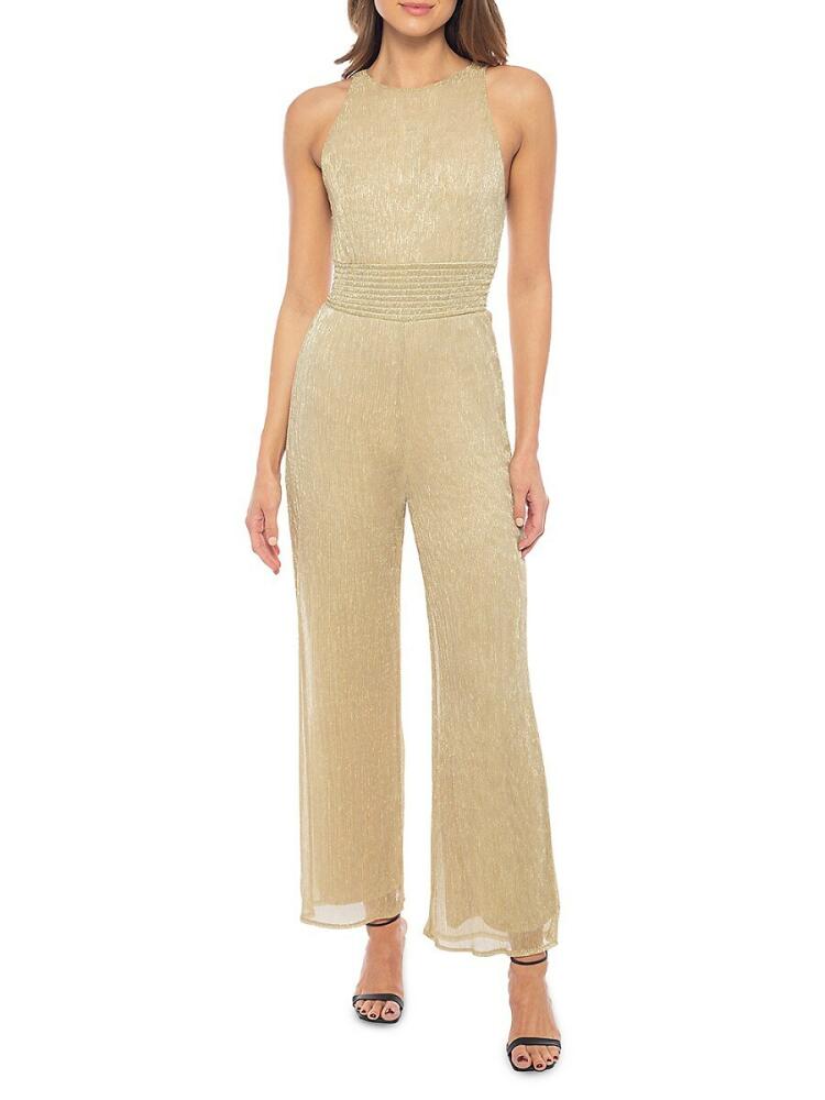 Marina Women's Smocked Dulce Pleated Jumpsuit - Gold Cover