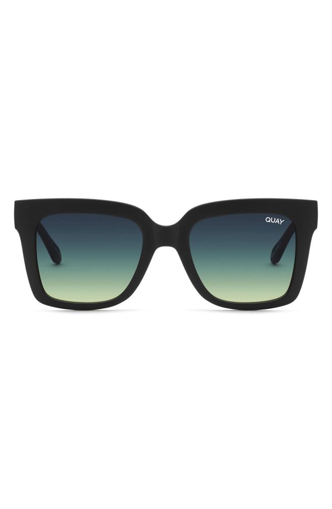 QUAY Icy 51mm Gradient Square Sunglasses in Matte Black /Smoke Green Cover