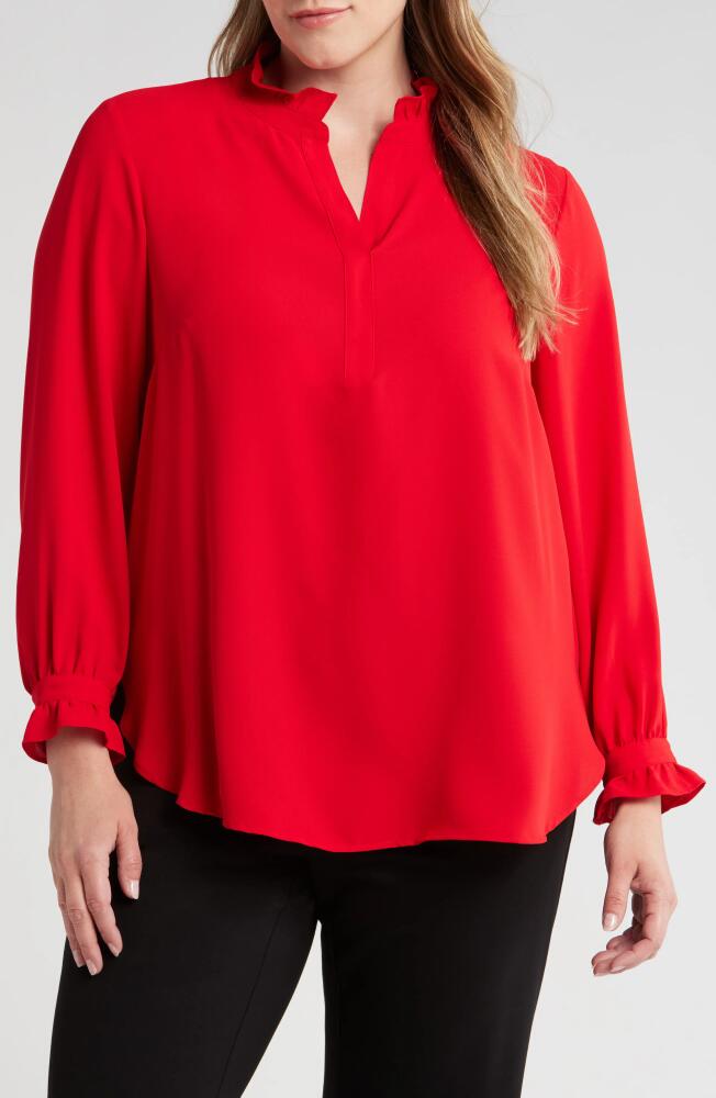 Anne Klein Ruffle Trim Shirt in Bright Crimson Cover