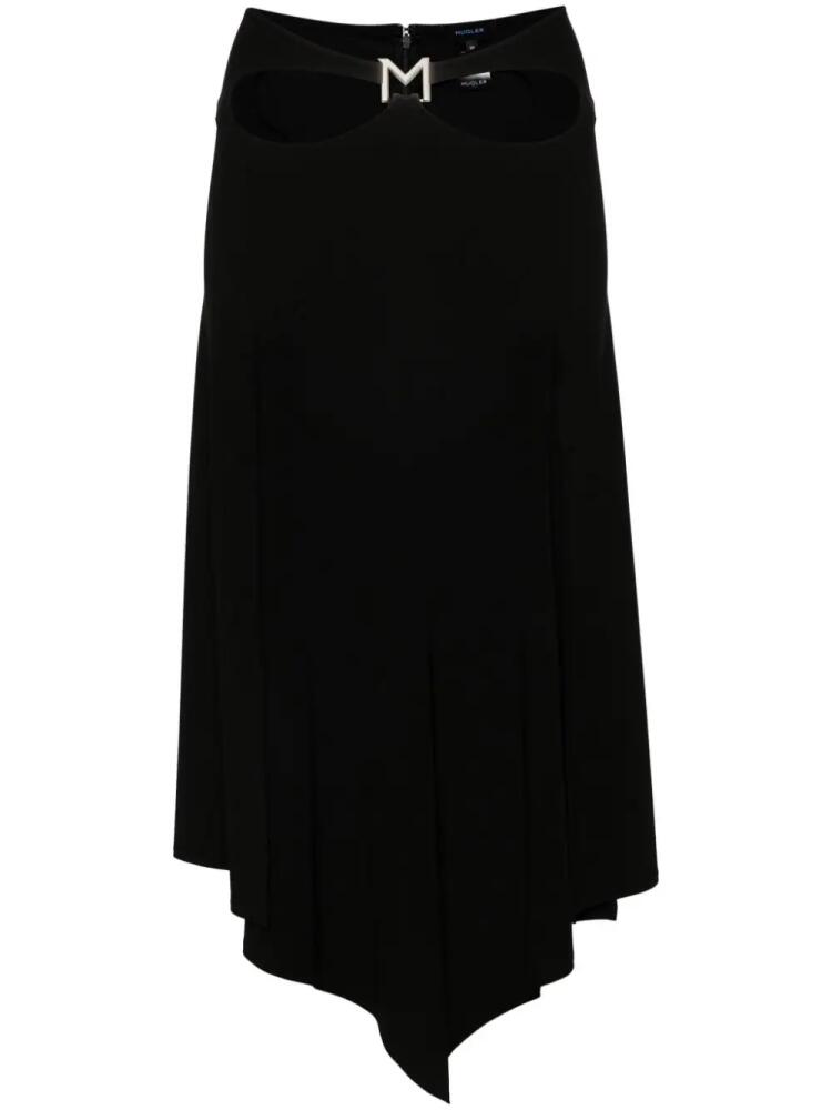 Mugler logo-plaque midi skirt - Black Cover