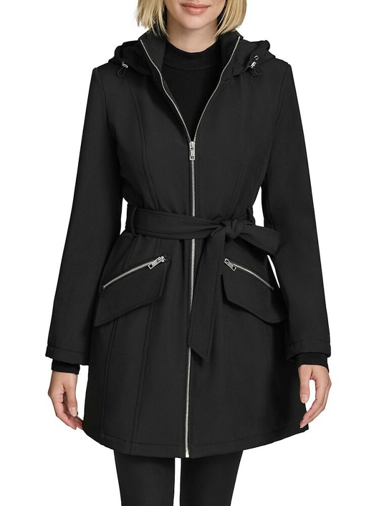 Andrew Marc Women's Quinn Belted Hooded Coat - Black Cover