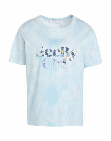 See By Chloé Woman T-shirt Sky blue Cotton Cover