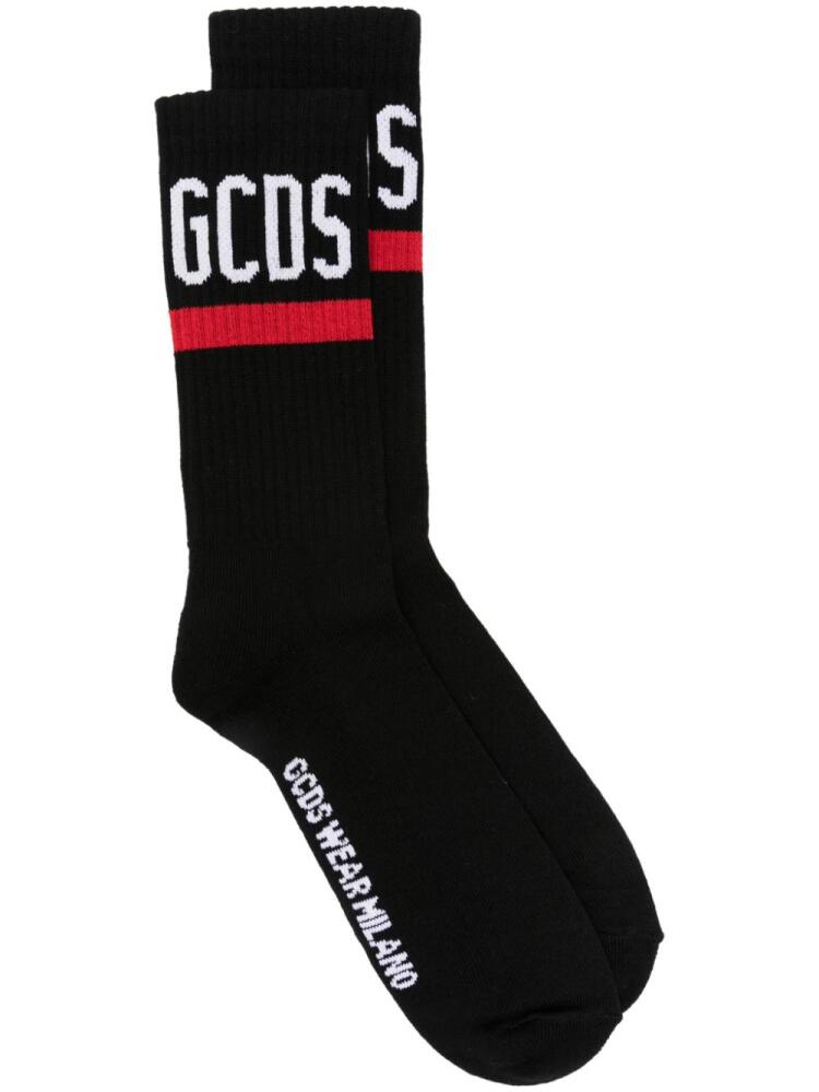 GCDS intarsia-logo crew socks - Black Cover