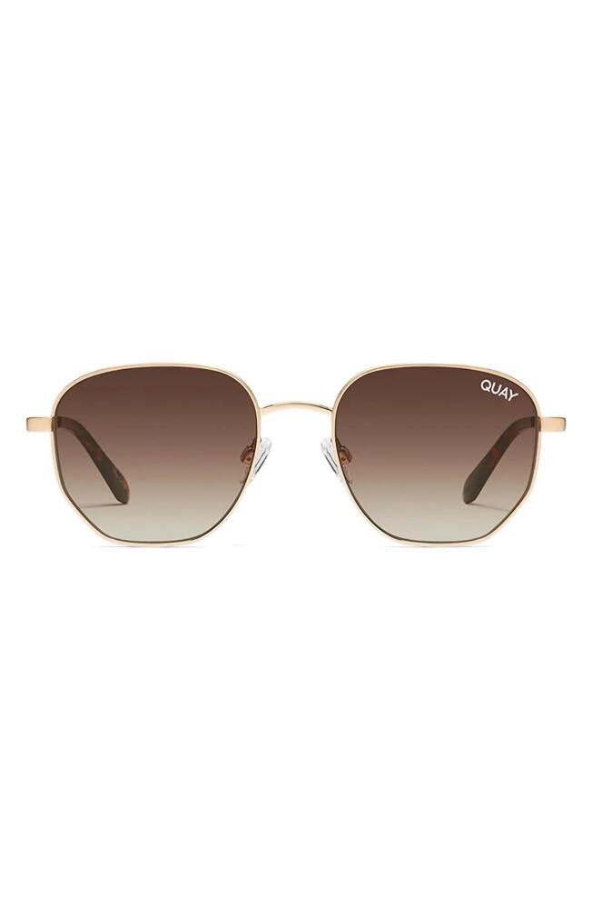 Quay Australia Big Time 54mm Gradient Round Sunglasses in Brushed Gold /Brown Cover