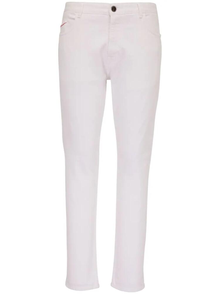 Isaia logo-embroidered mid-rise slim-fit jeans - White Cover