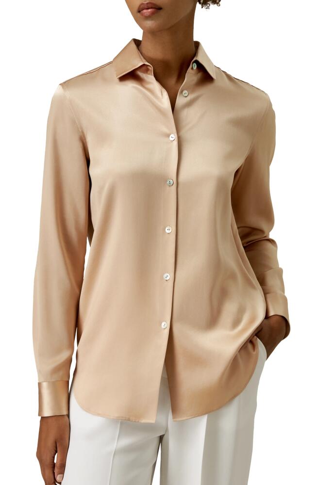 Lilysilk Spread Collar Silk Shirt in Light Camel Cover