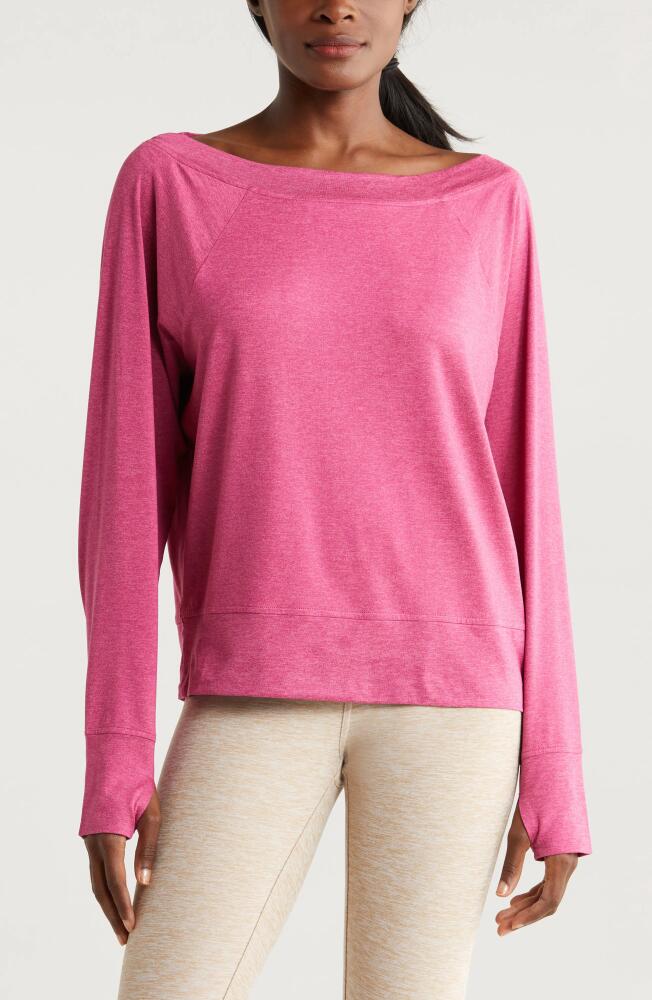 Zella Restore Soft Lite Boat Neck Top in Pink Violet Cover