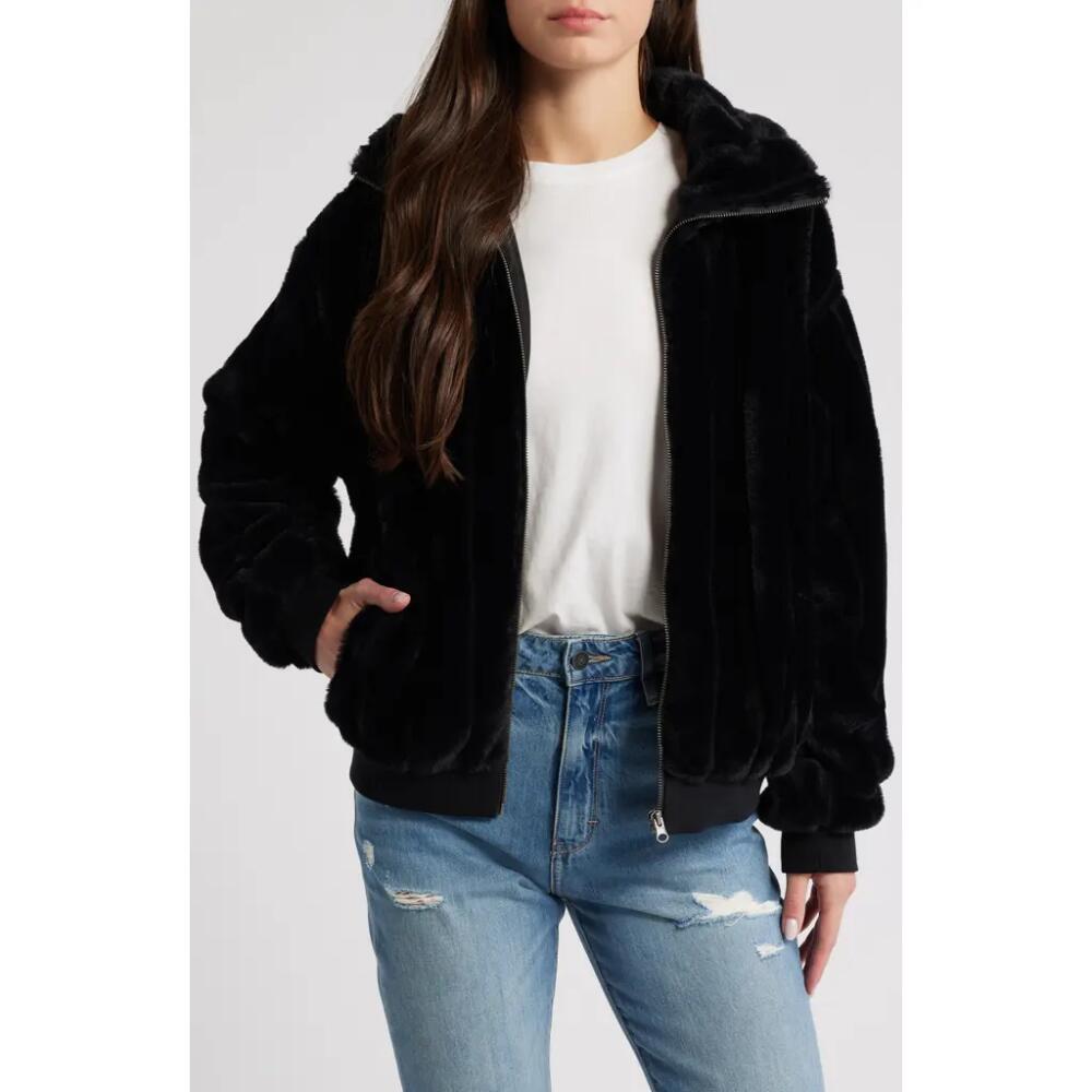 Thread & Supply Faux Mink Zip Jacket in Black Cover