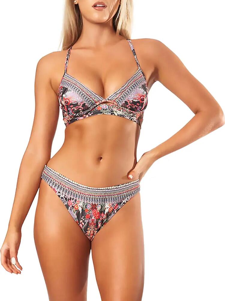 La Moda Clothing Women's 2-Piece Floral Bikini Set - Vivid Blood Cover