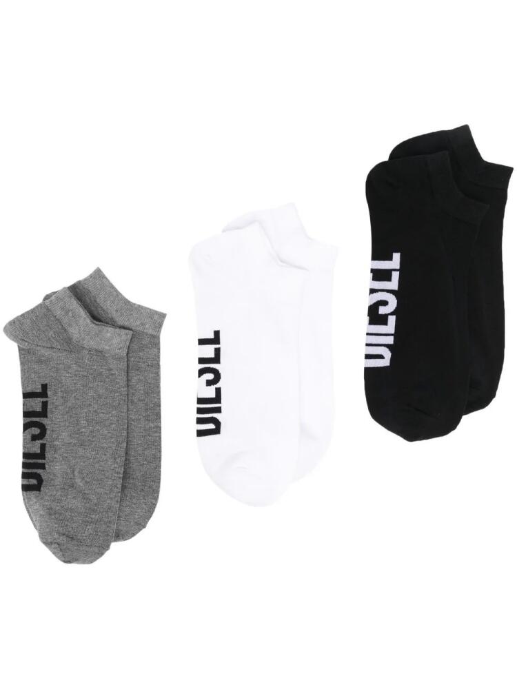 Diesel Skm-Gost logo-jacquard socks (pack of three) - Black Cover