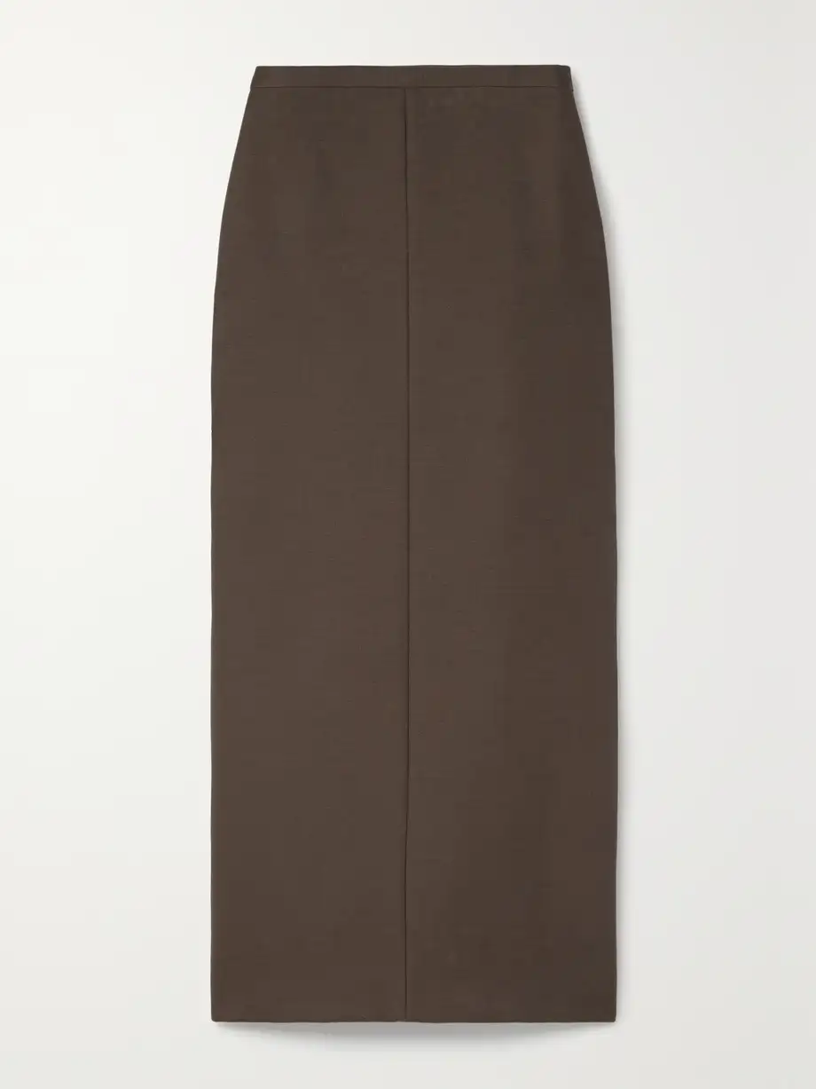 The Row - Matias Cotton And Wool-blend-twill Midi Skirt - Brown Cover