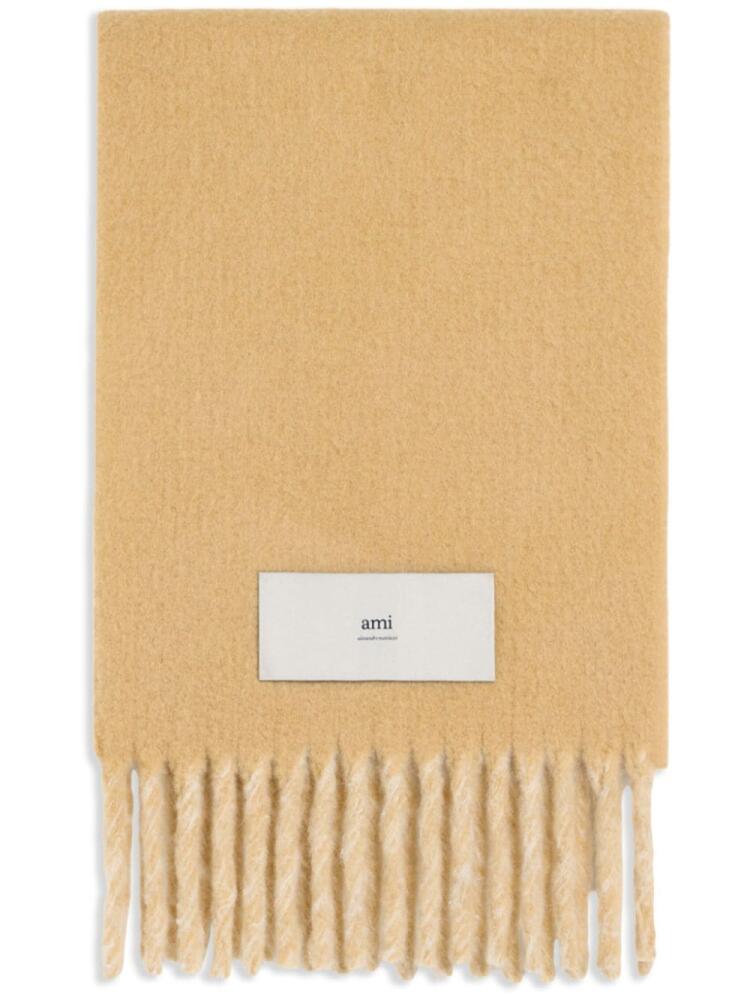 AMI Paris fringed wool blend scarf - Neutrals Cover