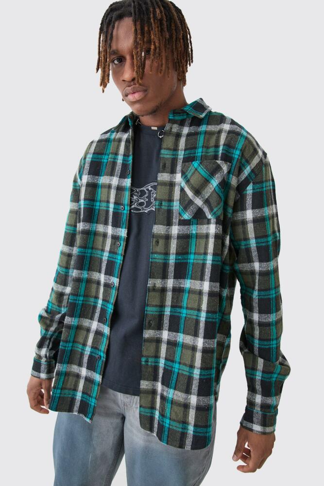 boohoo Mens Tall Heavy Weight Flannel Shirt Jacket - Green Cover