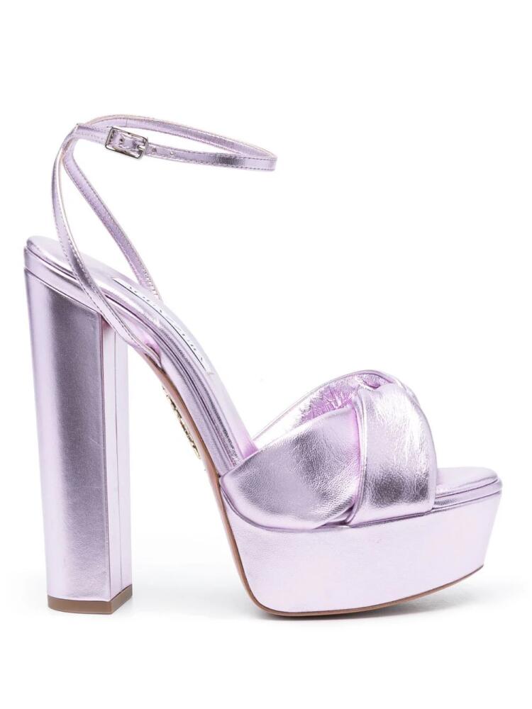 Aquazzura 60mm metallic platform sandals - Purple Cover