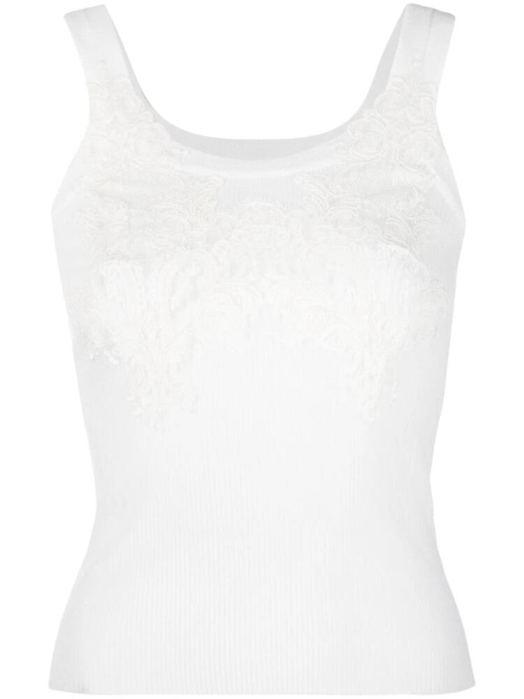 Ermanno Scervino lace-detail ribbed-knit top - White Cover