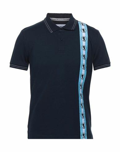 Bikkembergs Man Polo shirt Midnight blue Cotton, Elastane Cover