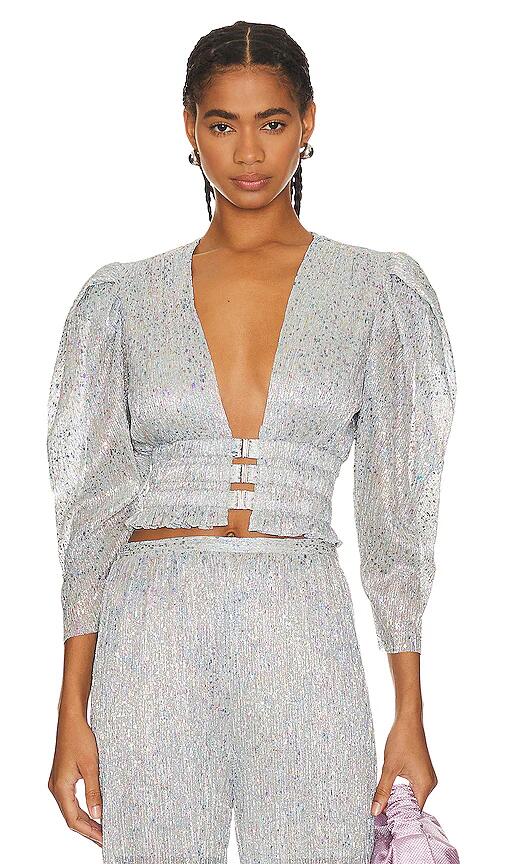 Sabina Musayev Row Top in Metallic Silver Cover