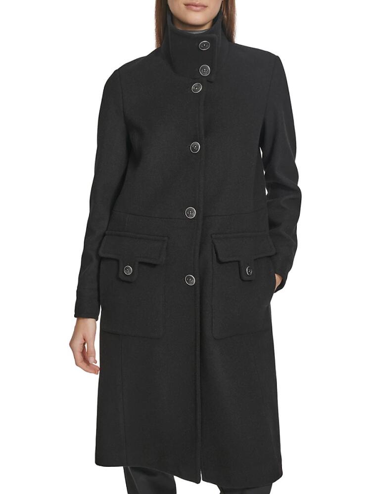 Andrew Marc Women's Almedia Wool Blend Trench Coat - Black Cover