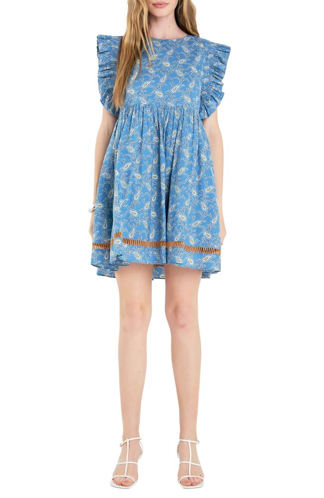 English Factory Paisley Print Minidress in Blue Multi Cover