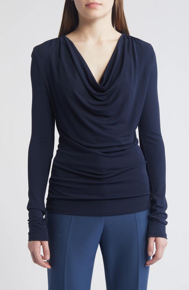 BOSS Eseyana Drape Neck Knit Top in Sky Captain Cover