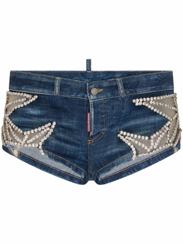 DSQUARED2 tulle-panelling denim mini shorts - Blue Cover