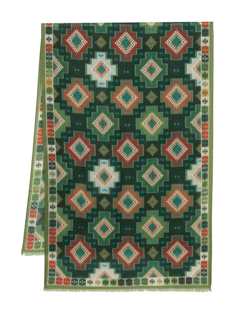 Lady Anne patterned-intarsia wool scarf - Green Cover