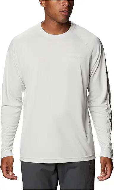 Columbia Terminal Tackle Heather Long Sleeve Shirt (White Heather/Cool Grey Logo) Men's Long Sleeve Pullover Cover