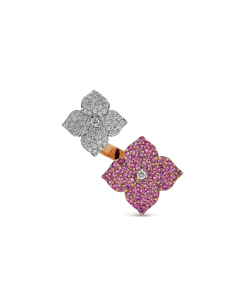 Piranesi 18K Rose Gold Double Fiore Ring with Pink Sapphires and Diamonds Cover