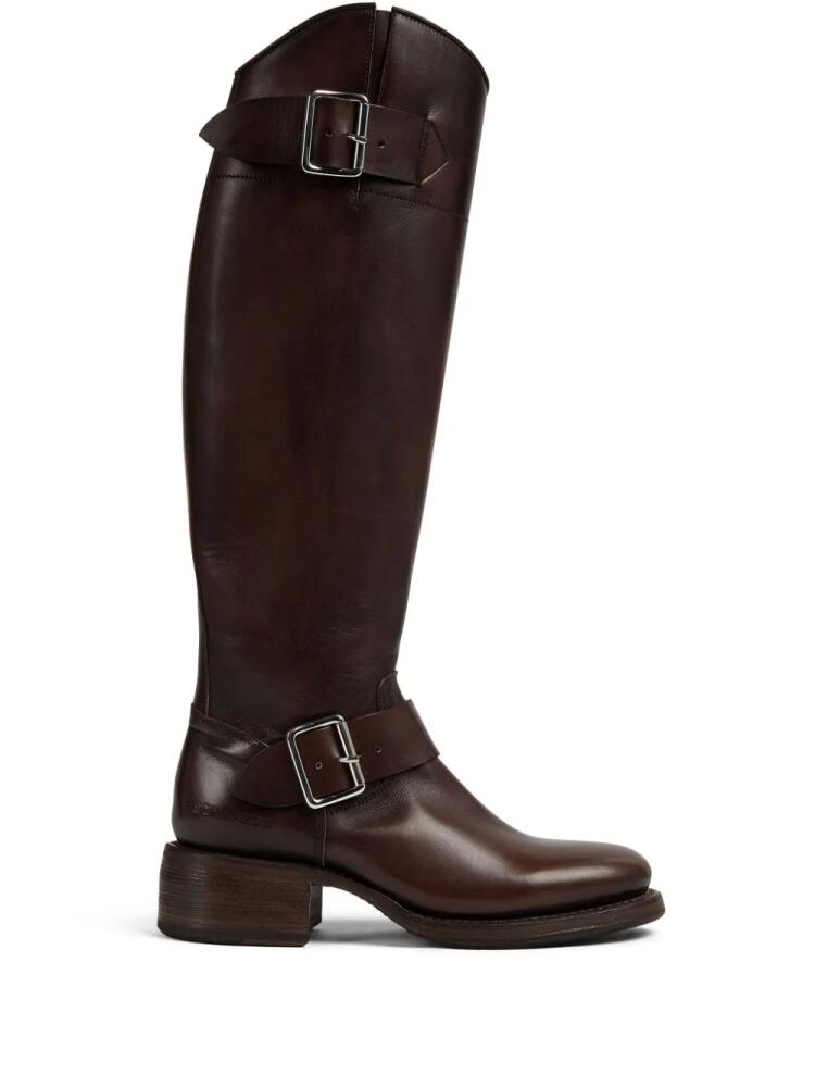 DSQUARED2 logo-debossed leather boots - Brown Cover