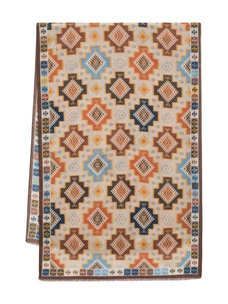 Lady Anne patterned-intarsia wool scarf - Brown Cover