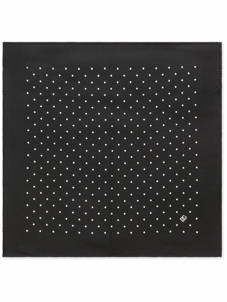 Dolce & Gabbana polka dot-print silk scarf - Black Cover