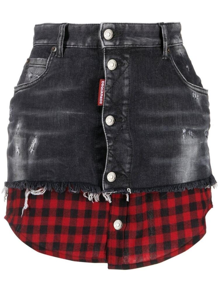 DSQUARED2 layered denim miniskirt - Black Cover