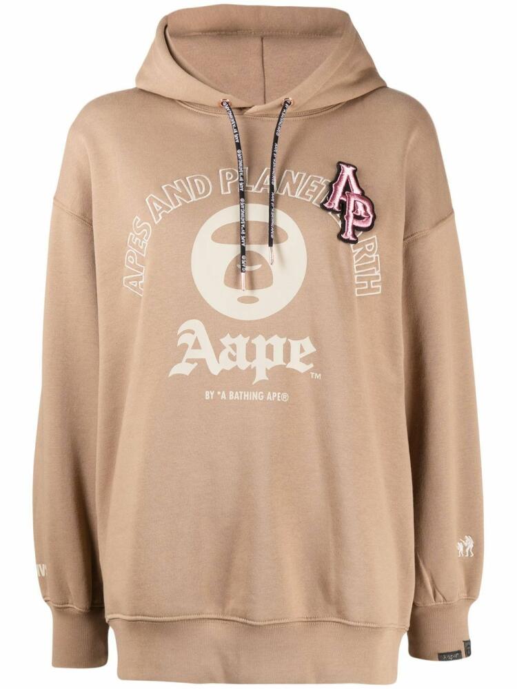 AAPE BY *A BATHING APE® logo-patch graphic hoodie - Brown Cover