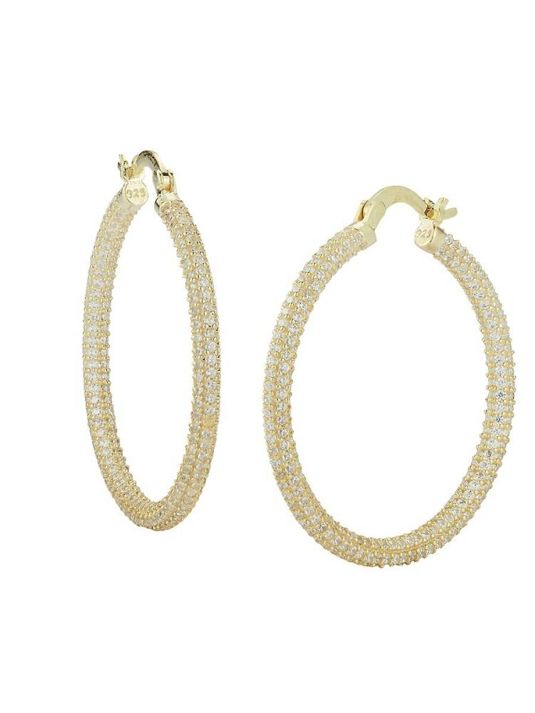 SPHERA MILANO Women's 14K Goldplated Sterling Silver Cubic Zirconia Pavé Hoop Earrings Cover