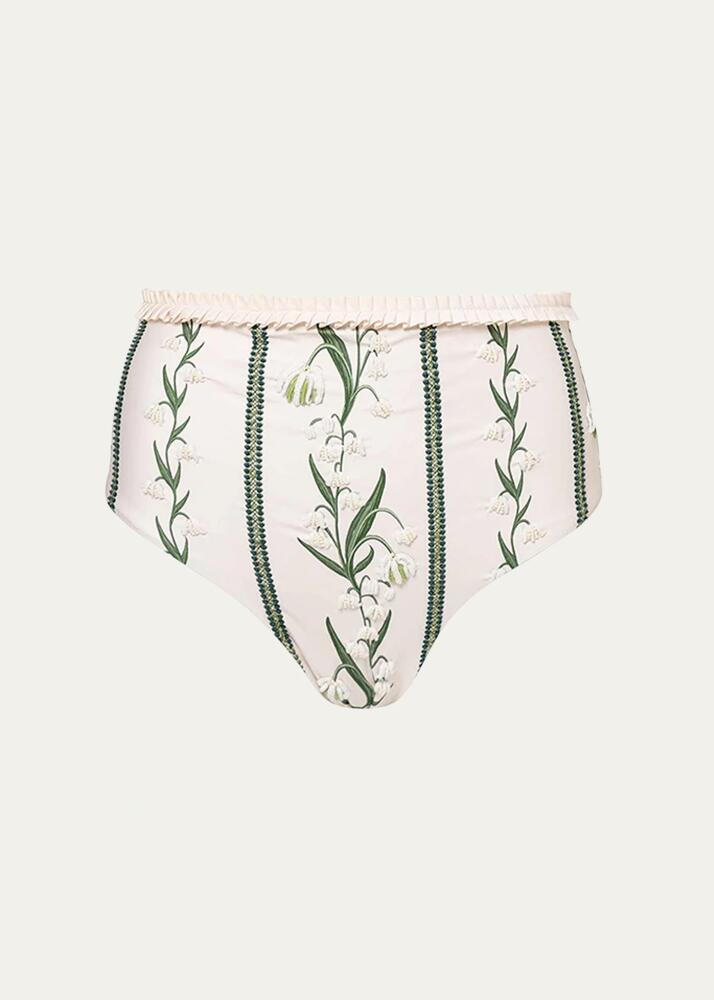 Agua by Agua Bendita Nopal Perla Embroidered Ruffle Bikini Bottoms Cover