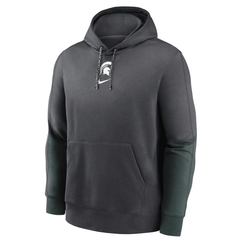 Michigan State Spartans Sideline Team Issue Club Nike Men's College Pullover Hoodie in Grey Cover