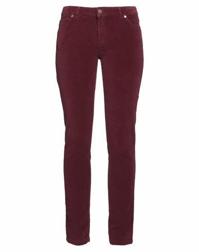 Rossopuro Woman Pants Burgundy Cotton, Elastane Cover