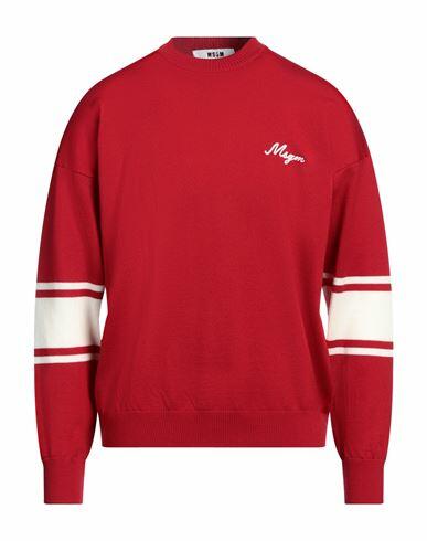 Msgm Man Sweater Red Virgin Wool Cover