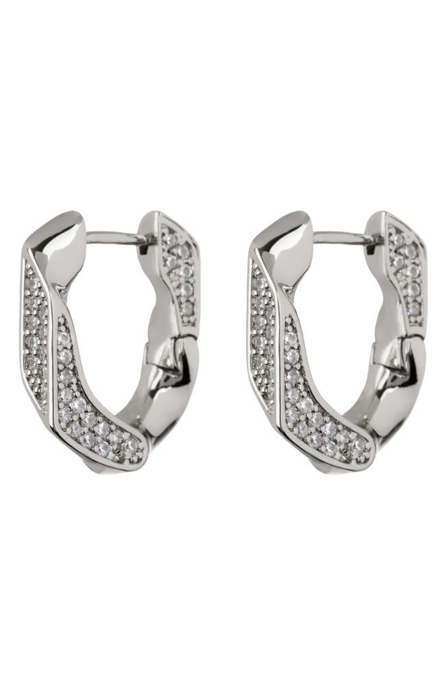 Luv AJ Pavé Cuban Link Hoop Earrings in Silver Cover