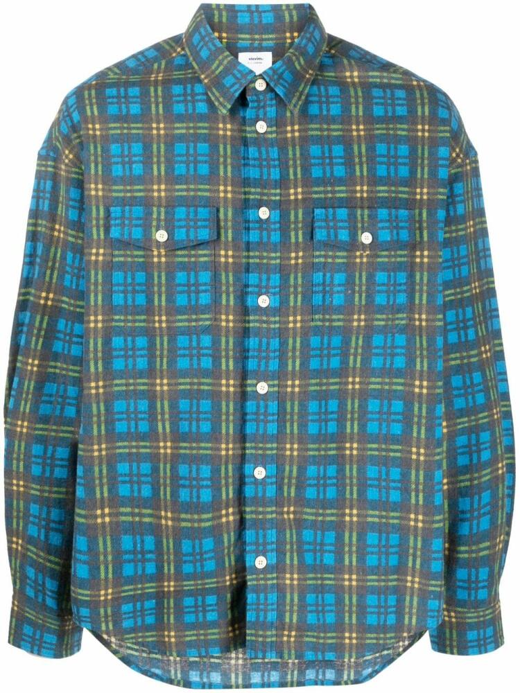 visvim check-print cotton shirt - Blue Cover