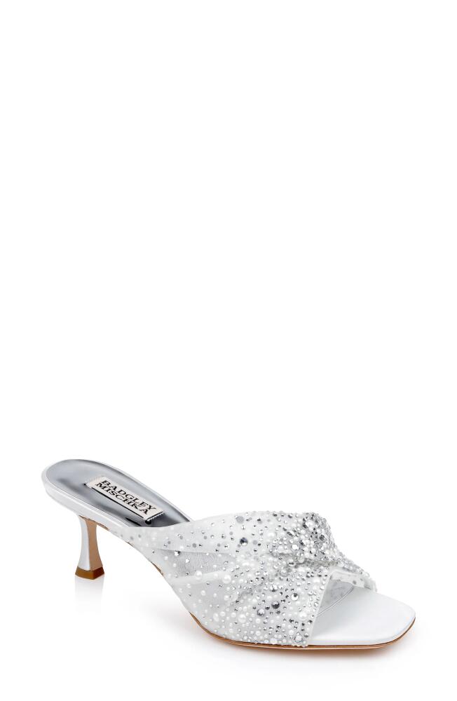 Badgley Mischka Collection Brandy Slide Sandal in White Satin Cover