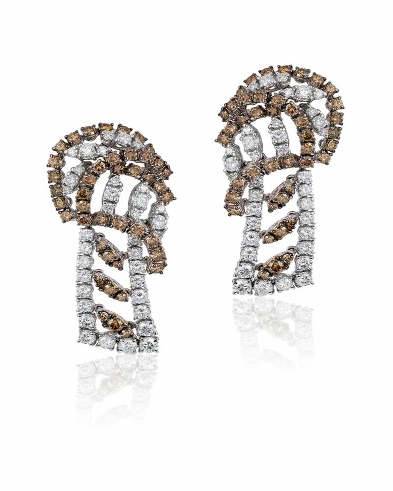 Andreoli 18K White Gold Brown and White Diamond Earrings Cover