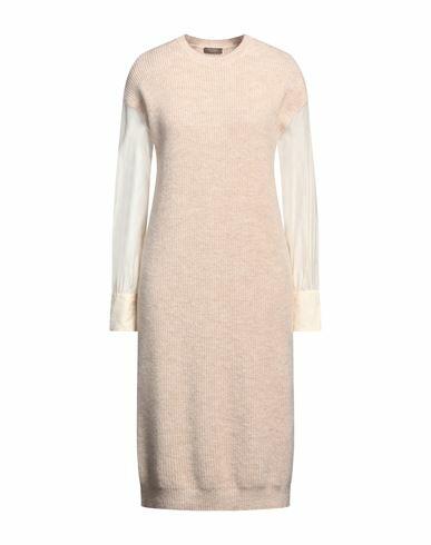 Peserico Woman Midi dress Beige Cotton, Silk, Polyamide, Alpaca wool, Merino Wool Cover