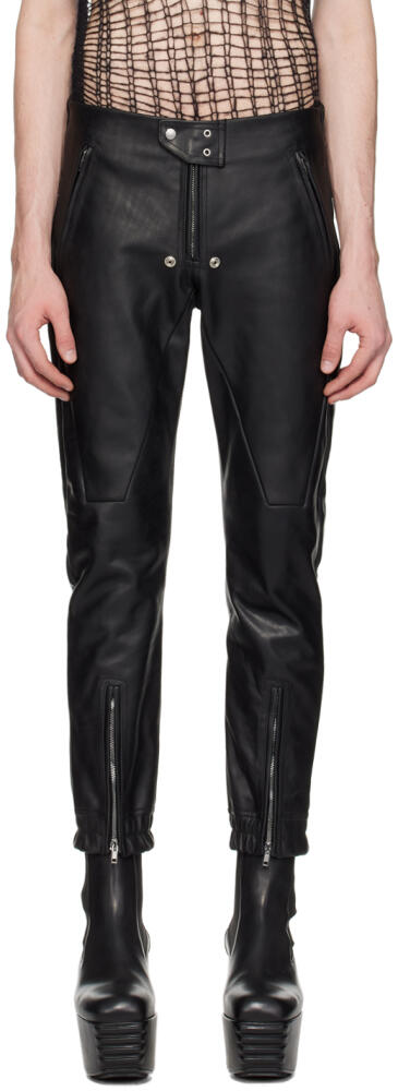 Rick Owens Black Luxor Leather Pants Cover