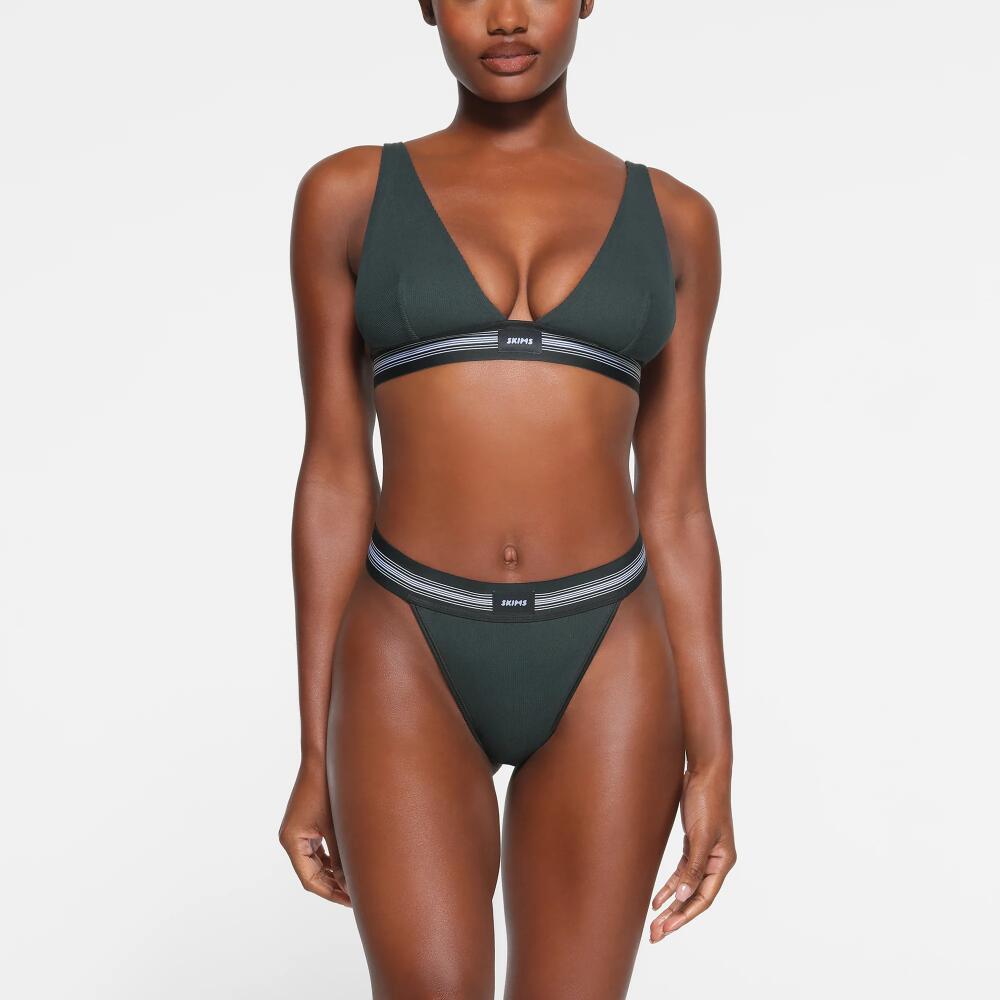 SKIMS Plunge Bralette | Green | XS | Cotton Rib Cover